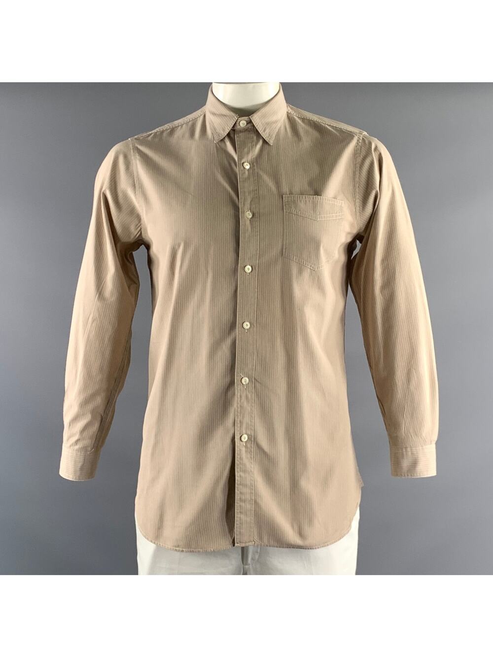 RRL by RALPH LAUREN Size L Brown White & Khaki Stripe Cotton Long Sleeve Shirt